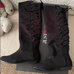 Just fab women black suede knee high boot.  Size 6.5